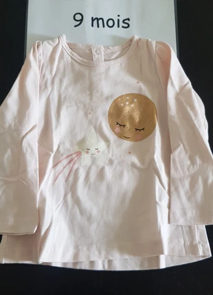T-shirt ml étoile et lune bout'chou 9 mois, brand: Bout'chou, condizioni: Ottime, taglia: 6-9 mesi / 68 cm, €2.00, €2.80 include la Protezione acquisti