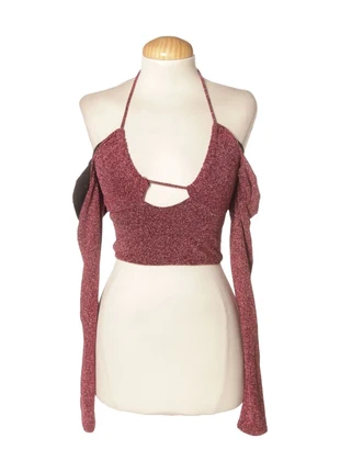 edgy shiny fabric punk off-the-shoulder pink top, brand: Vintage Dressing, condizioni: Ottime, taglia: XS / IT 38 / EU 34, €18.00, €19.60 include la Protezione acquisti