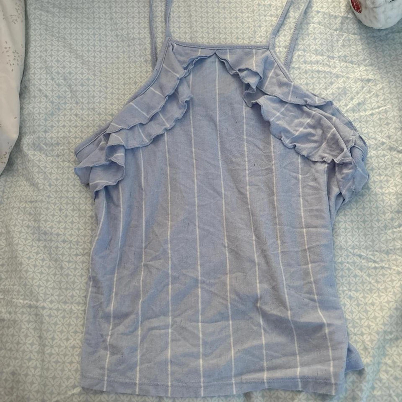 Light blue and white top 1