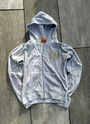 Juicy Couture Velour Zip Hoodie – Light Grey Gold Crest Old-Tag | Size M (approx.), marca: Juicy Couture, estado: Muito bom, tamanho: M / 38 / 10, €30.00, €32.20 inclui Proteção do Comprador