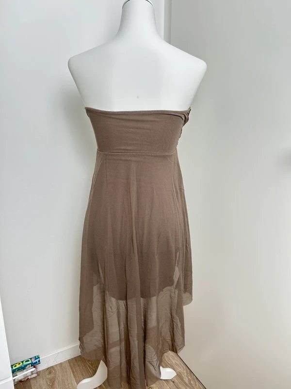 robe vintage y2k marron asymétrique dentelle taille M - photo numéro 3