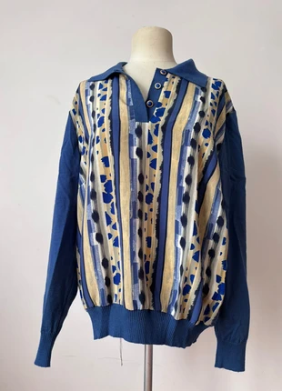 pull vintage bleu print animalier, marke: Janine Pauporté, zustand: Sehr gut, größe: S, 10,00 €, 11,20 € inklusive Vinted-Käuferschutz