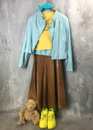 Superbe blouson style perfecto en cuir d’agneau turquoise TS, brand: P.A.R.O.S.H., condition: Very good, size: S / 36 / 8, €55.50, €58.98 includes Buyer Protection