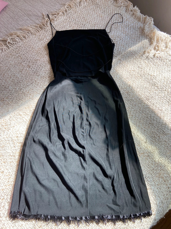 VNTG black backless midi dress 5