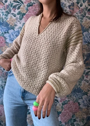 Jersey beige y dorado 2000s, marca: Vintage, estado: Muy bueno, tamaño: S / 36 / 8, 10,00 €, 10,50 € Protección al comprador incluida