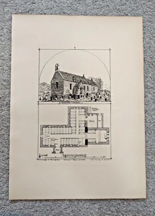 Plan and view of bolton chapel , alnwick - antique/vintage print - 1870, brand: NO LABEL, condition: Good, £7.49, £8.56 includes Buyer Protection Pro