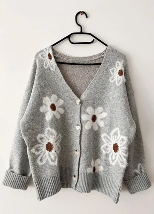 Joli cardigan doux et chaud motif floral - cardigan chic automne/hiver, marque: Boutique indépendante, état: Neuf sans étiquette, taille: L / 40 / 12, 32,00 €, 34,30 € Protection acheteurs (Pro) incluse