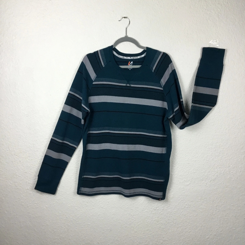 Amplife Cotton Shirt Size XL Long Sleeve Striped Blue Pullover Sweater Soft 1