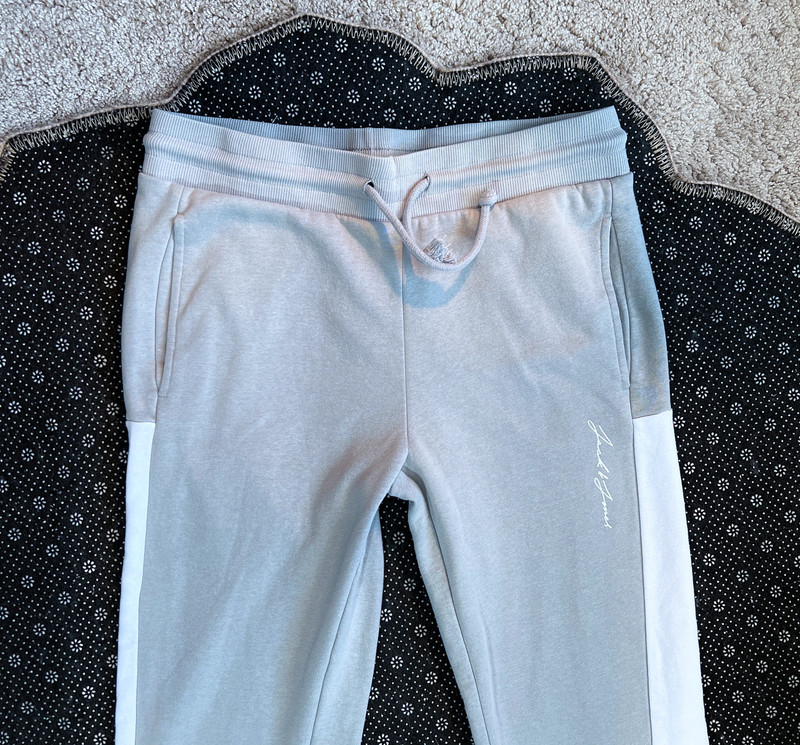 Jack & Jones Pants Mens Jogger Joggers size M Medium Gray White Sweatpants 1