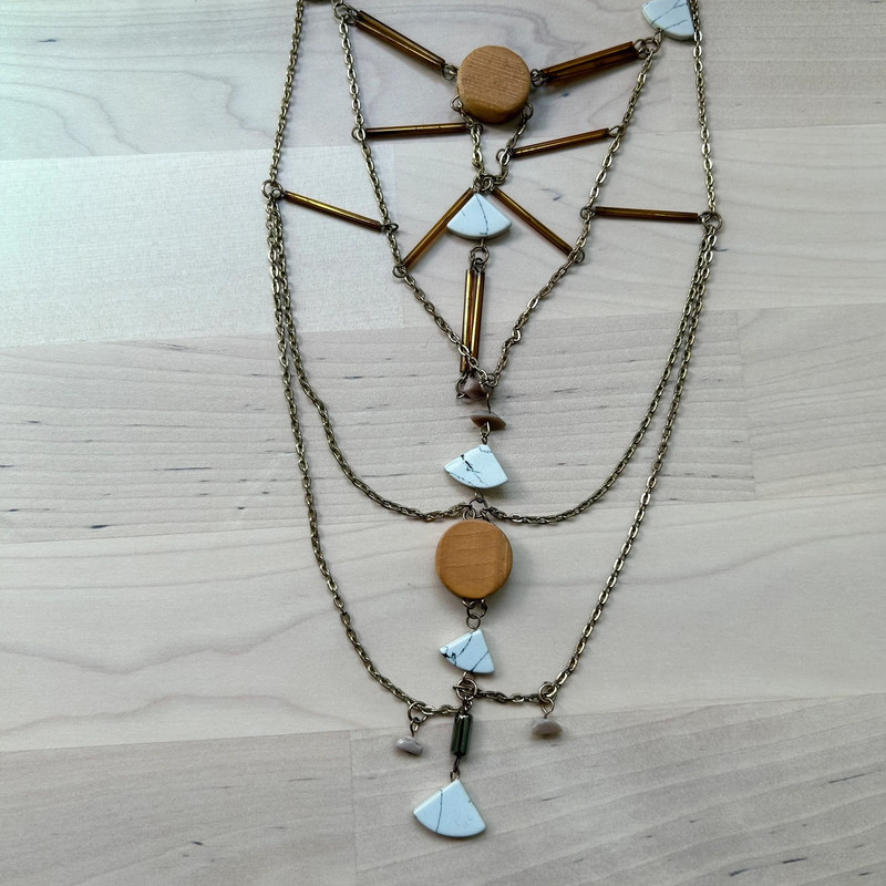 Mixed metal geometric layered necklace 2