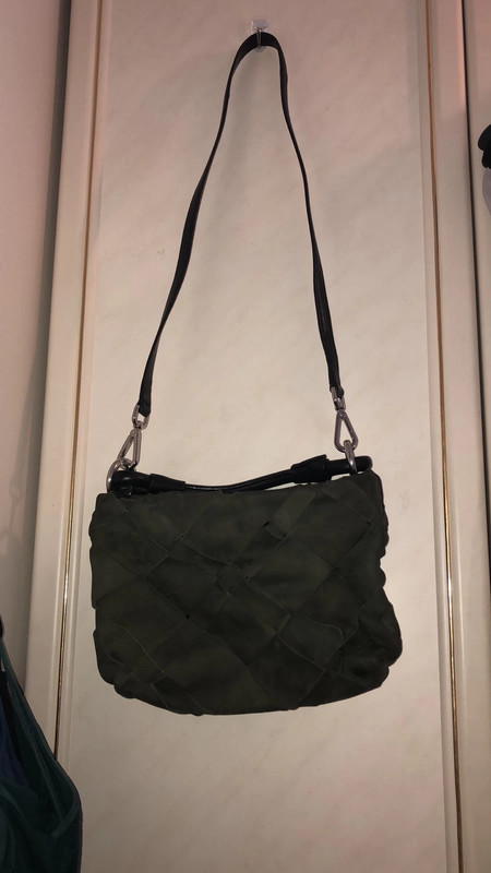 BRAIDED SUEDE HANDBAG DARK GREEN