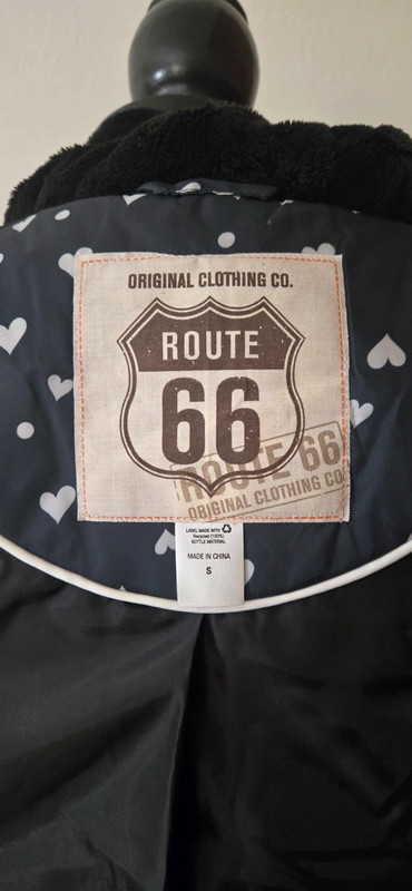 Route 66 Navy White Hearts Hooded Puffer Vest Coat Size Small 3