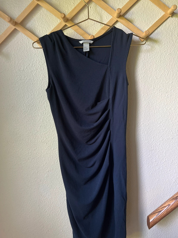 H&M blue fitted midi dress size xs 2