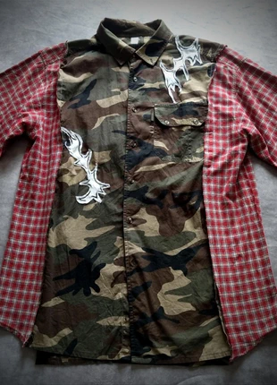 Chemise Vintage,Oversize,Patchwork Crop, Upcycling, Trash, Rave, Y2K, Taille XL, brand: Rave, condition: Very good, size: XL, €45.00, €47.95 includes Buyer Protection Pro