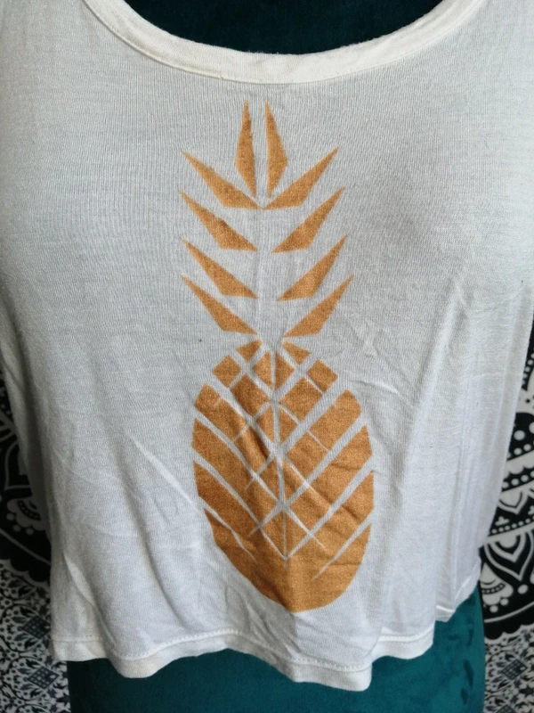 Débardeur court blanc avec imprimé ananas doré / lola paris / (M) - photo numéro 3