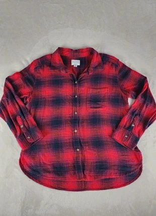 American Eagle Red Plaid Boyfriend Flannel Shirt, brand: American Eagle, condition: Very good, size: M / UK 12-14, £10.83, £12.07 includes Buyer Protection
