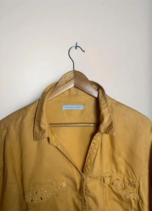 Chemise fluide Armand Thiery moutarde à strass – Taille XL, marque: Armand Thiery, état: Très bon état, taille: XL / 42 / 14, 7,00 €, 8,05 € Protection acheteurs incluse