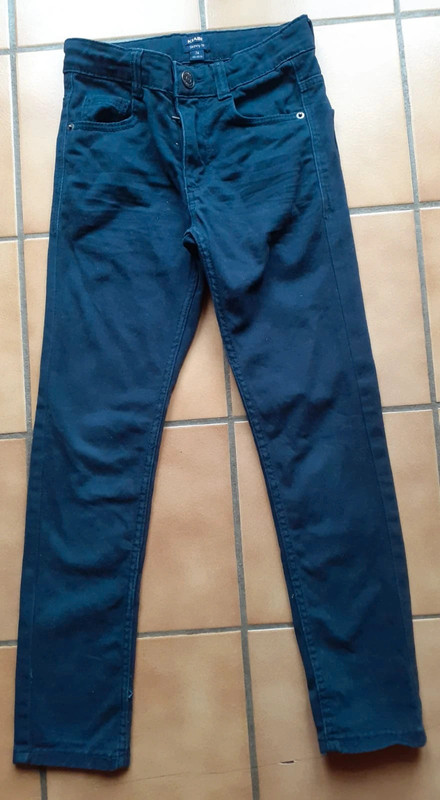 Pantalon en coton bleu marine  skynny fit  " Kiabi " 7 ans 1