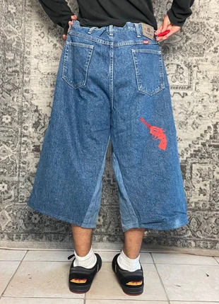 Jort baggy large brodé rouge gangster handmade streetwear hip-hop y2k skater taille 40US, merk: JNCO, staat: Heel goed, maat: W40 | FR 50, € 40,00, € 42,70 inclusief Kopersbescherming Pro