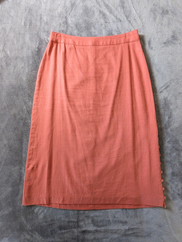 Madewell Button Slit A-Line Linen Midi Skirt in Dahlia 1