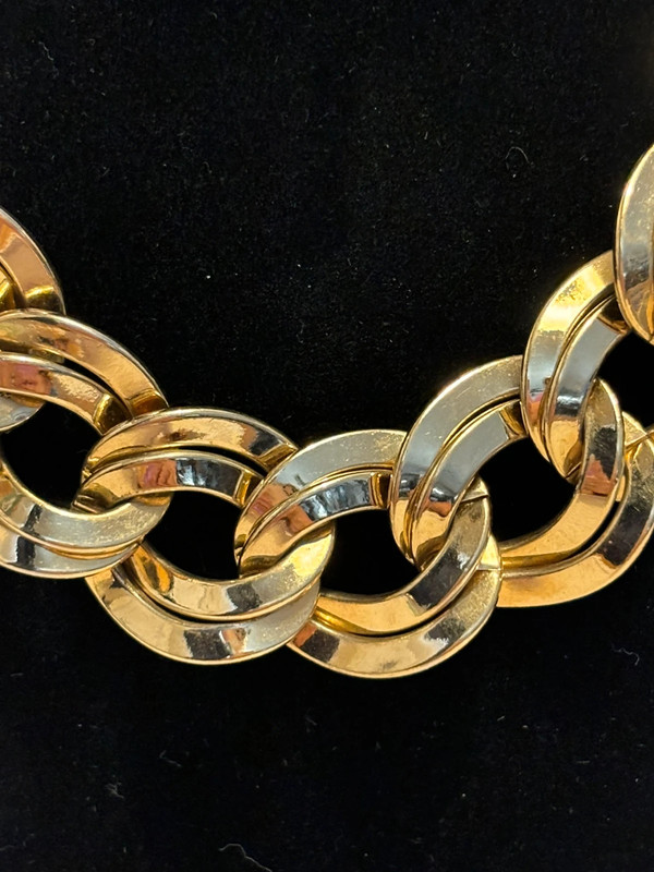 Vintage Monet Double Link Chunky Gold Tone Link Necklace 19” + 1” 2