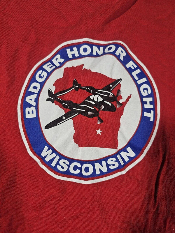 Badger Honor Flight Wisconsin Tshirt Size Small Red Stains 3