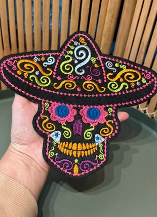 Patch grande termoadesivo ricamato artigianato messicano teschio, marque: teschio, état: Très bon état, 12,00 €, 13,30 € Protection acheteurs incluse