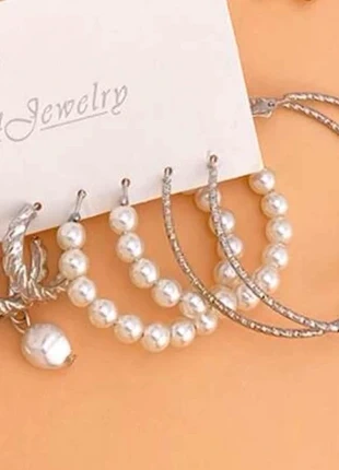 Lot de cinq paires de boucles d’oreilles neuves argenté créoles pendantes chic classique , condition: New with tags, €10.00, €11.20 includes Buyer Protection