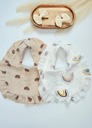 2 Bavoirs bebe garçon fille coton imprimé arc en ciel, brand: Coton, condizioni: Nuovo senza cartellino, €5.40, €6.37 include la Protezione acquisti Pro