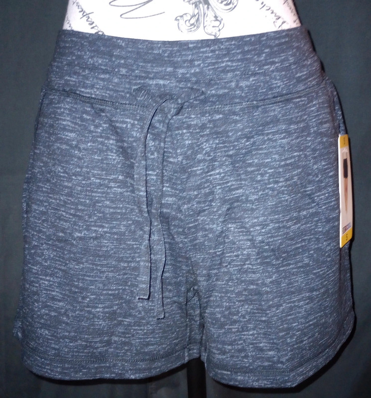 NWT 32 Degree Womens Fleece Lined Shorts Black Space Dye Small Drawstring 1