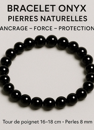 Bracelet boules, Onyx, 8mm, Qualité A, état: Neuf avec étiquette, 8,00 €, 9,10 € Protection acheteurs (Pro) incluse