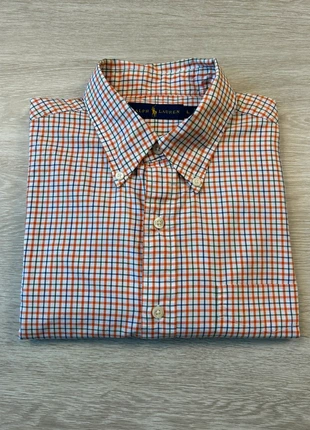 Chemise Ralph Lauren manches longues à carreaux, orange et blanc, logo brodé T.L, marke: Ralph Lauren, zustand: Sehr gut, größe: L, 24,00 €, 25,90 € inklusive Vinted-Käuferschutz