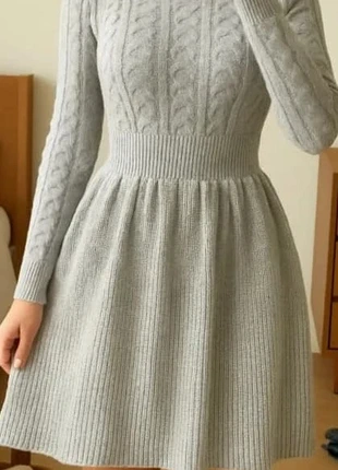 Robe pull grise en maille torsadée à manches longues – Style cosy et élégant taille S, brand: Elena & Co, condition: Very good, size: S / 36 / 8, €43.90, €46.80 includes Buyer Protection