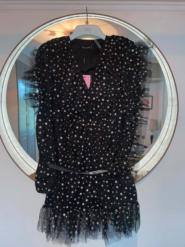 Pretty little thing black glitter mesh bodycon dress Vinted