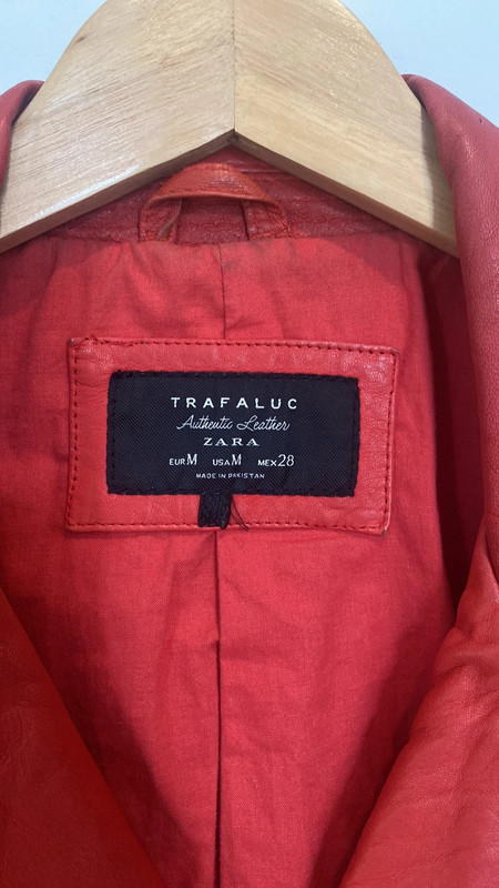 Zara red genuine leather jacket 3