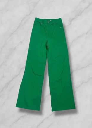 Jean pantalon large baggy vert évasé Divided - Taille XS / Z186, merk: H&M Divided, staat: Heel goed, maat: XS / 34 / 6, € 3,50, € 4,38 inclusief Kopersbescherming Pro
