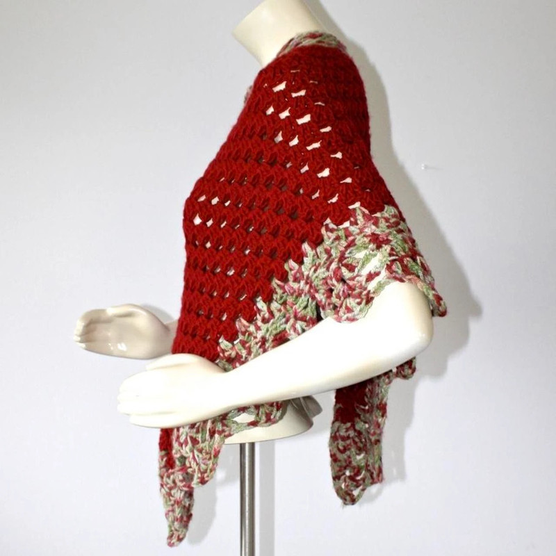 1970s Hand Knit Crocheted Poncho 5