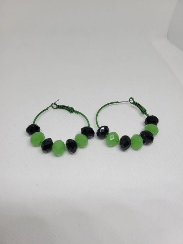 Green & Black Bead Loop Earrings 2