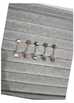 Lot de 5 piercings langue en acier chirurgical NEUFS noir rayure rouge vert, marque: piercings neufs, état: Neuf sans étiquette, 3,00 €, 3,85 € Protection acheteurs incluse