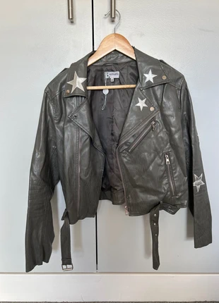 Green Leather Jacket with Silver Stars, brand: Minueto, condition: Good, size: M / 38 / 10, €2.50, €3.33 includes Buyer Protection