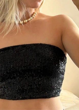 Zwarte pailletten bandeautop – Tess V The Label (one size), marca: TESS V, estado: Muy bueno, tamaño: M / 38 / 10, 6,50 €, 7,53 € Protección al comprador incluida