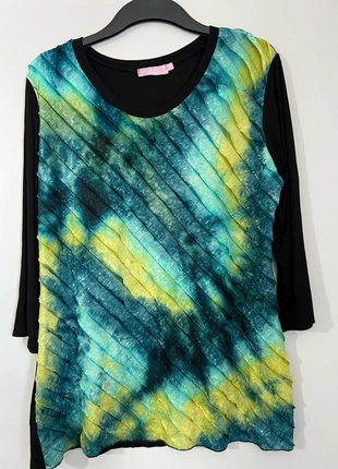 Sarah Hamilton Green/Black Tie-Dye Pleated Top Blouse/Top 16, brand: Sarah Hamilton, condition: Very good, size: XXL / UK 24-26, £2.00, £2.80 includes Buyer Protection