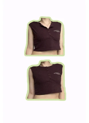 Button-up Trendy sports aesthetic burgundy cropped top, brand: Missguided, condition: Very good, size: XL / 14, £4.00, £4.90 includes Buyer Protection