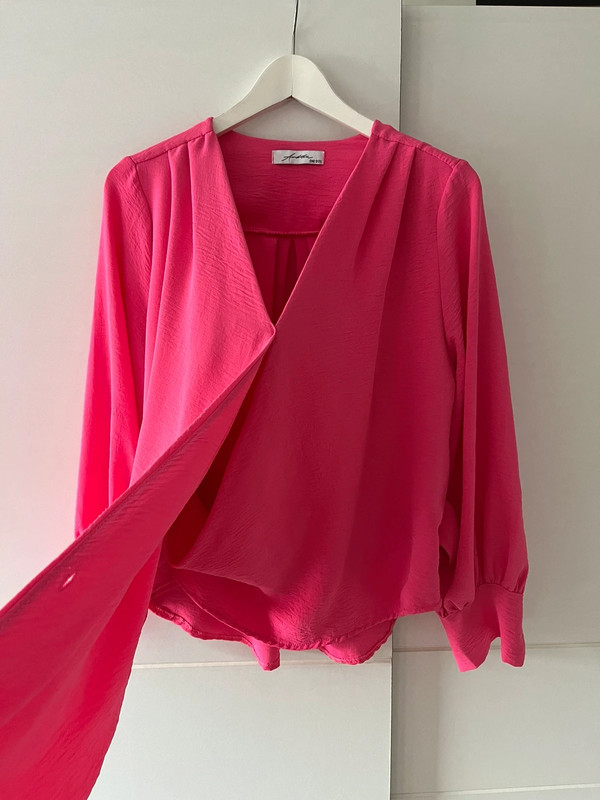 Roze blouse Ambika met strik 4