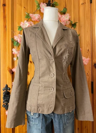Fitted Blazer Jacket | Embroidered Floral Detail | Linen Cotton Blend | 407., brand: Boho Chic, condition: Very good, size: M / 38 / 10, €40.00, €42.70 includes Buyer Protection