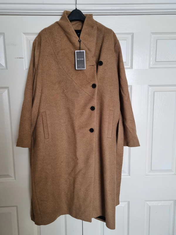 Tan wrap coat sales