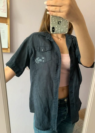 Camicia estiva blu wampum tg. M 100% lino, merk: Wampum, staat: Heel goed, maat: M, € 15,00, € 16,45 inclusief Kopersbescherming