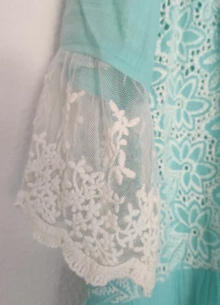 Vestido de algodón turquesa amplio con bordados, marque: Spanish Summer, état: Très bon état, taille: M / 38 / 10, 11,95 €, 13,25 € Protection acheteurs incluse