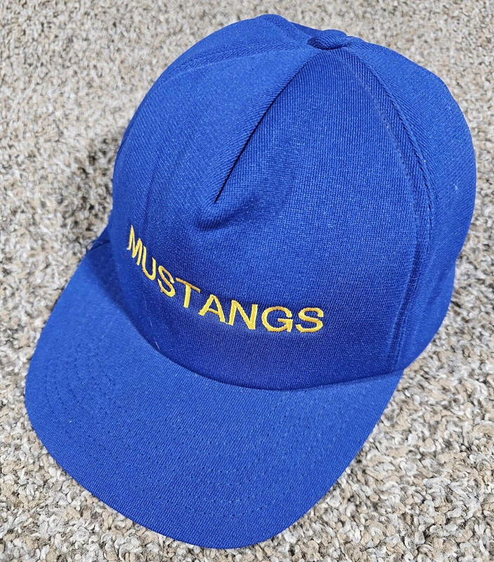 Vintage Crown Snapback Hat Blue Mustangs Made In Usa 1