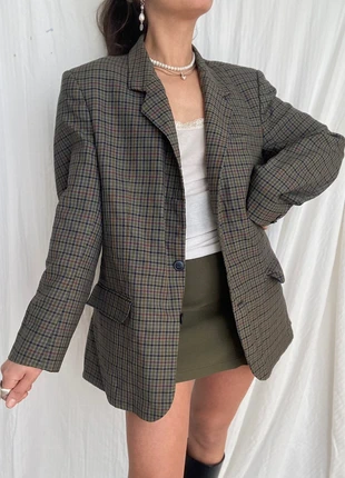 Oversized blazer jacket, pure virgin wool, plaid pattern / print, tartan effect, vintage 90s y2k, brand: Vintage, condition: Very good, size: M / 38 / 10, €18.00, €19.60 includes Buyer Protection Pro